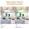 20" Flush Mount Ceiling Fans with Lights and Remote, 3000K-6000K Dimmable LED Fandelier Low Profile Chandelier Ceiling Fan for Bedroom Living Room, White - Image 3