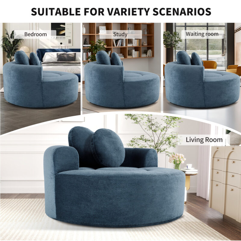 Round Sofa Bed with Memory Foam Sectional Couches for Living Room, Cloud Couch with three pillows - Image 8