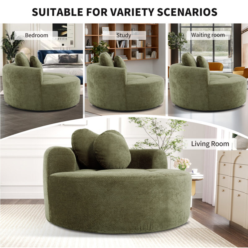 Round Sofa Bed with Memory Foam Sectional Couches for Living Room, Cloud Couch with three pillows - Image 15