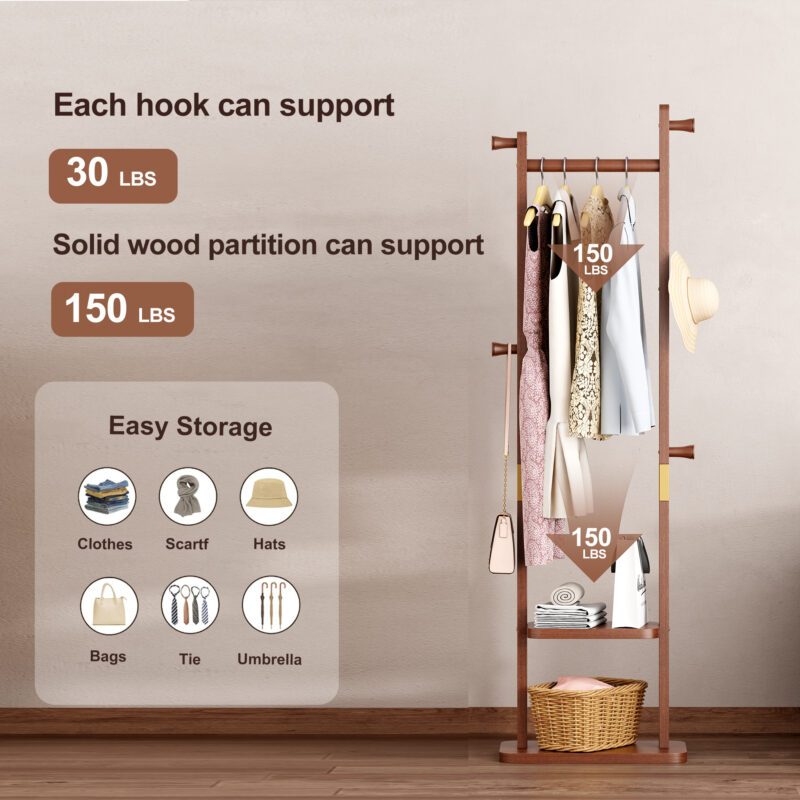 Coat Racks solid wood hanger 23.6* 11*70.8in Solid environmental protection easy to assemble beautiful can be placed in the bedroom/entrance/living room - Image 14