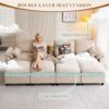Modern Loveseat Sofa for Living Room, Comfy Chenille Deep Seat Cloud Loveseat Couch with Ottoman, Easy Assembly for Small Spaces, Bedroom, Apartment and Office, Beige - Image 4