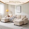 Modern Loveseat Sofa for Living Room, Comfy Chenille Deep Seat Cloud Loveseat Couch with Ottoman, Easy Assembly for Small Spaces, Bedroom, Apartment and Office, Beige - Image 6