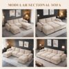Modern Loveseat Sofa for Living Room, Comfy Chenille Deep Seat Cloud Loveseat Couch with Ottoman, Easy Assembly for Small Spaces, Bedroom, Apartment and Office, Beige - Image 9