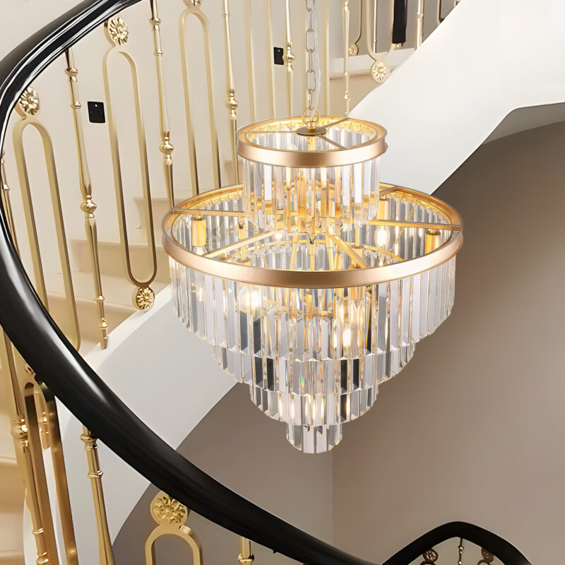 Golden Luxury Crystal Chandelier Modern Chandeliers Lights Fixture Hanging Pendant Light Fixture for Dining Room Bedroom Living Room Dia 23.6 Inch-Gold - Image 5