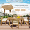 U_Style Multi-person Outdoor Acacia Wood Dining Table and Chair Set, Thick Cushions, Suitable for Balcony, Vourtyard, and Garden - Image 5