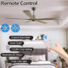 60" Modern Wood Ceiling Fan with Light and Remote Control,6-Speed Noiseless Reversible DC Motor, Ceiling Fan for Kitchen Dinning Living Room - Image 3