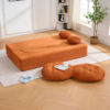 Convertible Sleeper Sofa, Modern Folding Futon Corduroy Floor Foam Compression Loveseat Sofa Bed Couch, Foldable Full Size Guest Bed with 2 Pillows for Living Room Bedroom Apartment - Image 2
