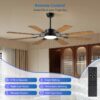 60 Inch Ceiling Fan with Lights and Remote Control, 8 Plywood Blades, 6-Speed Noiseless Reversible DC Motor, 3CCT, Windmill Ceiling fan for Kitchen Bedroom Living Room, Black - Image 4