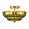 11.8 inch Kitchen Ceiling Light, 3-Light Semi Flush Mount Ceiling Lamp with Flower Glass, Vintage Close to Ceiling Light Fixtures for Bathroom Bedroom Hallway Entryway, Green - Image 4