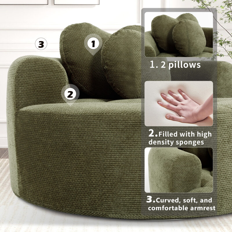 Round Sofa Bed with Memory Foam Sectional Couches for Living Room, Cloud Couch with three pillows - Image 14