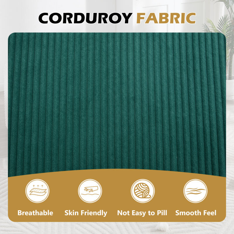 67.5''Chaise Lounge Chair 46'' Wide Seat Indoor Corduroy Oversized Sleeper Sofa for Living Room Deep Seat Lounge and Two Soft Pillows Convertible Boneless Sofa Bed, Green,No Assembly Required - Image 33