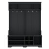 Modern Hallway Hall Tree with Metal Hooks and Storage Space, Multi-Functional Entryway Coat Rack with Shoe Cubbies, Black - Image 11