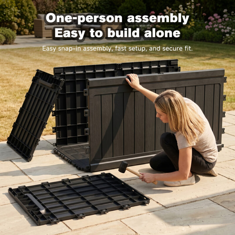 230 Gallon Large Outdoor Storage XXL Deck Box for Patio Furniture, Outdoor Cushions, Garden Tools and Sports/Pools Equipment, Waterproof Resin, Lockable, Black - Image 5