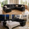 HOMYEDAMIC L Shaped Sectional Sleeper Sofa with Pull Out Bed, 7 Seat Modular Chenille Couch with Storage, Modern Convertible Sofa Bed, Sectional Couches for Living Room, Apartment, Black - Image 5