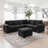 HOMYEDAMIC L Shaped Sectional Sleeper Sofa with Pull Out Bed, 7 Seat Modular Chenille Couch with Storage, Modern Convertible Sofa Bed, Sectional Couches for Living Room, Apartment, Black - Image 7