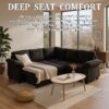 HOMYEDAMIC L Shaped Sectional Sleeper Sofa with Pull Out Bed, 7 Seat Modular Chenille Couch with Storage, Modern Convertible Sofa Bed, Sectional Couches for Living Room, Apartment, Black - Image 8