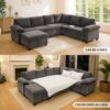HOMYEDAMIC L Shaped Sectional Sleeper Sofa with Pull Out Bed, 7 Seat Modular Chenille Couch with Storage, Modern Convertible Sofa Bed, Sectional Couches for Living Room, Apartment, Gray - Image 5