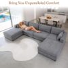 Oversized Modular Sectional Sofa, Extra Large Deep Seat Couch with Covers Removable, Modern Luxury Chenille Cloud Couch, Sectional Couches for Living Room, Apartment (Light Gray, 5 Seater+3 Ottoman) - Image 8