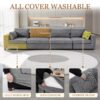 Oversized Modular Sectional Sofa, Extra Large Deep Seat Couch with Covers Removable, Modern Luxury Chenille Cloud Couch, Sectional Couches for Living Room, Apartment (Light Gray, 7 Seater+2 Ottoman) - Image 5