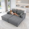 Oversized Modular Sectional Sofa, Extra Large Deep Seat Couch with Covers Removable, Modern Luxury Chenille Cloud Couch, Sectional Couches for Living Room, Apartment (Light Gray, 7 Seater+2 Ottoman) - Image 8