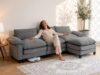 YI DANICA Modular Cloud Couch Sectional, Comfy Deep Seat Sectional Sofa with Moveable Ottoman, Over-Sized Modular Cloud Sofa, Cloud Couches for Living Room (Gray, 3 Seater & 1 Ottoman)