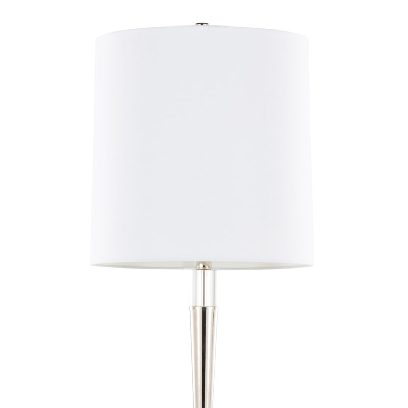 Metal Floor Lamp in Polished Nickel and Clear K9 Crystal with White Linen Shade - Set of 2 - Image 7