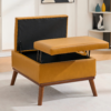 Large Ottoman with Storage, 31" Mid Century Modern Rectangle Coffee Table with Lid Lifting Function, High Wooden Legs, Oversized Storage Ottomans for Living Room, Office