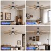 60 Inch Ceiling Fan with Lights and Remote Control, 8 Plywood Blades, 6-Speed Noiseless Reversible DC Motor, 3CCT, Windmill Ceiling fan for Kitchen Bedroom Living Room, Black - Image 5
