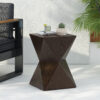 14.25" Black Prismatic Symmetry Concrete Side Table with Smooth Wood Grain Texture and Modern Prismatic Shape – Weather-Resistant Accent for Patio, Garden, or Balcony - Image 4