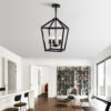 Farmhouse Lantern Chandelier 5-Light, Industrial Black Ceiling Light Fixture with Rustic Open Cage and Adjustable Hanging Height, E12 Base for Kitchen Island, Dining Room, Entryway, Foyer - Image 10