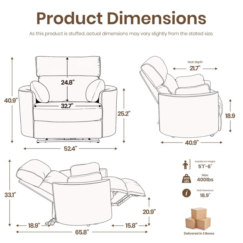 Oversized Power Recliner Chair for Big and Tall with USB in Living Room​ - Image 5