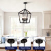 Farmhouse Lantern Chandelier 5-Light, Industrial Black Ceiling Light Fixture with Rustic Open Cage and Adjustable Hanging Height, E12 Base for Kitchen Island, Dining Room, Entryway, Foyer - Image 6