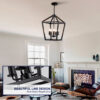 Farmhouse Lantern Chandelier 5-Light, Industrial Black Ceiling Light Fixture with Rustic Open Cage and Adjustable Hanging Height, E12 Base for Kitchen Island, Dining Room, Entryway, Foyer - Image 3