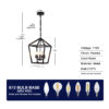 Farmhouse Lantern Chandelier 5-Light, Industrial Black Ceiling Light Fixture with Rustic Open Cage and Adjustable Hanging Height, E12 Base for Kitchen Island, Dining Room, Entryway, Foyer - Image 12