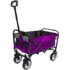 Minimeetall Strap , Collapsible Foldable Wagon Cart with strapping system Beach Wagon , Utility Cart , Utility Wagon Grocery Cart for Camping Shopping Sports Gardeing Fishing Supports 225lbs purple