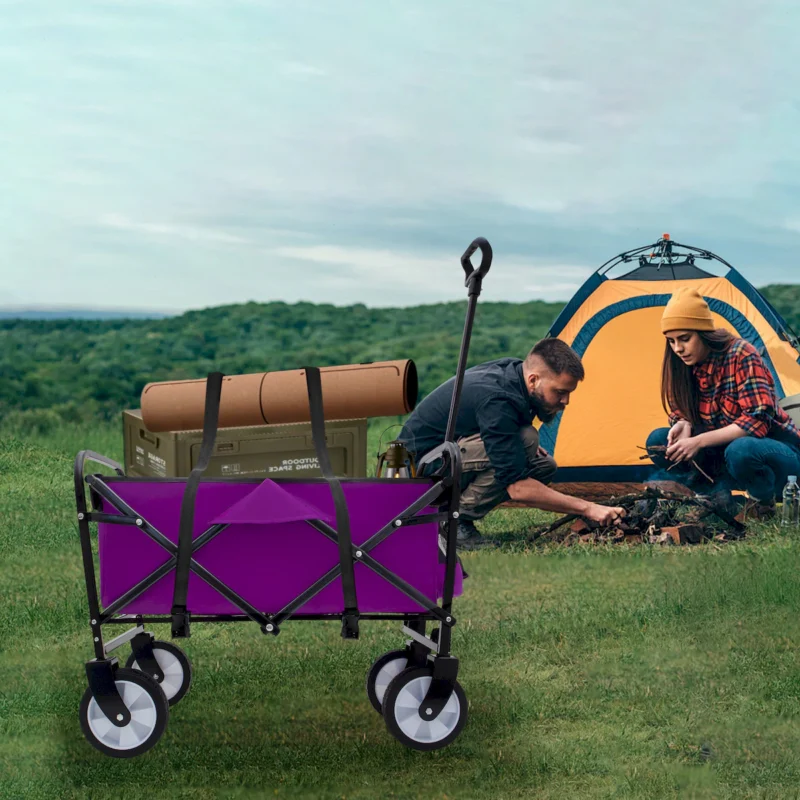 Minimeetall Strap , Collapsible Foldable Wagon Cart with strapping system Beach Wagon , Utility Cart , Utility Wagon Grocery Cart for Camping Shopping Sports Gardeing Fishing Supports 225lbs purple - Image 10