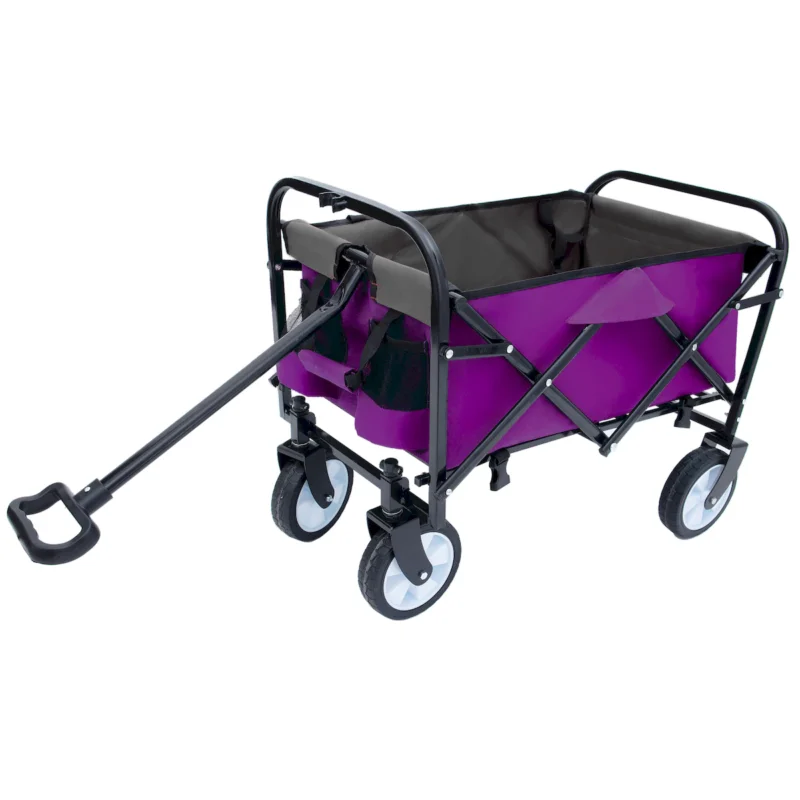 Minimeetall Strap , Collapsible Foldable Wagon Cart with strapping system Beach Wagon , Utility Cart , Utility Wagon Grocery Cart for Camping Shopping Sports Gardeing Fishing Supports 225lbs purple - Image 13