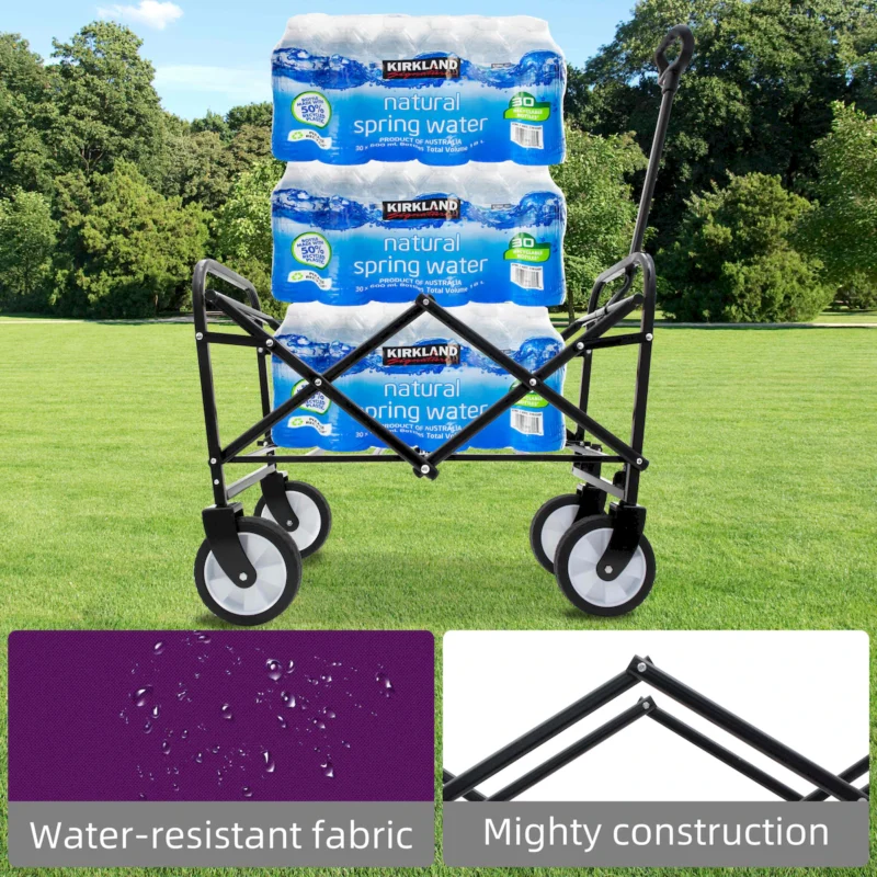 Minimeetall Strap , Collapsible Foldable Wagon Cart with strapping system Beach Wagon , Utility Cart , Utility Wagon Grocery Cart for Camping Shopping Sports Gardeing Fishing Supports 225lbs purple - Image 17