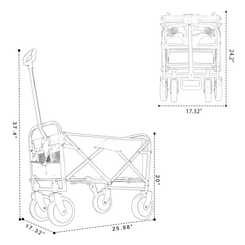 Minimeetall Strap , Collapsible Foldable Wagon Cart with strapping system Beach Wagon , Utility Cart , Utility Wagon Grocery Cart for Camping Shopping Sports Gardeing Fishing Supports 225lbs purple - Image 18