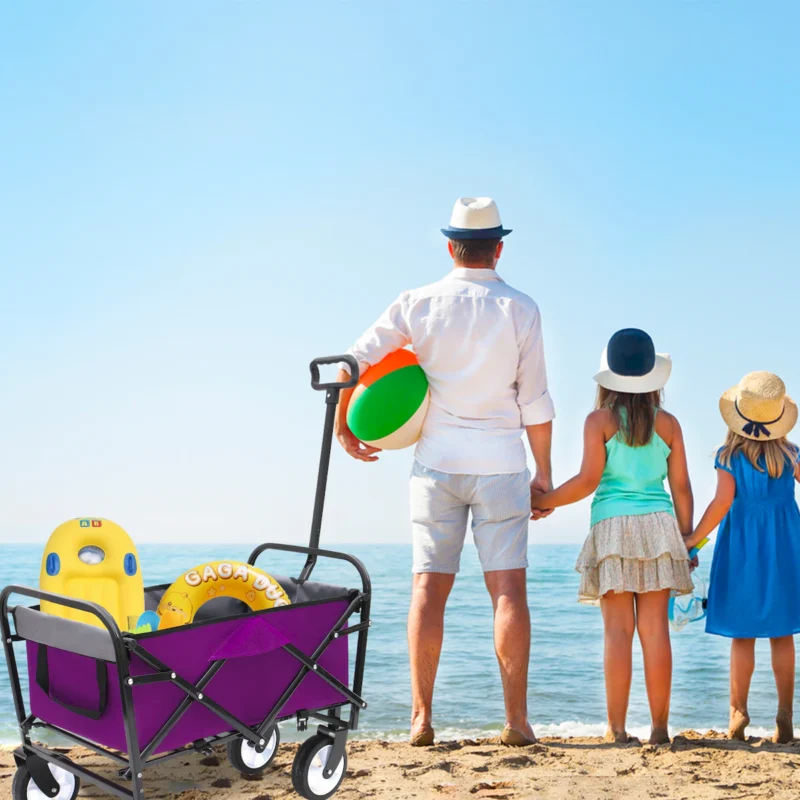 Minimeetall Strap , Collapsible Foldable Wagon Cart with strapping system Beach Wagon , Utility Cart , Utility Wagon Grocery Cart for Camping Shopping Sports Gardeing Fishing Supports 225lbs purple - Image 22