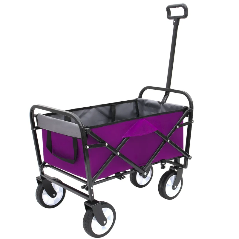 Minimeetall Strap , Collapsible Foldable Wagon Cart with strapping system Beach Wagon , Utility Cart , Utility Wagon Grocery Cart for Camping Shopping Sports Gardeing Fishing Supports 225lbs purple - Image 23