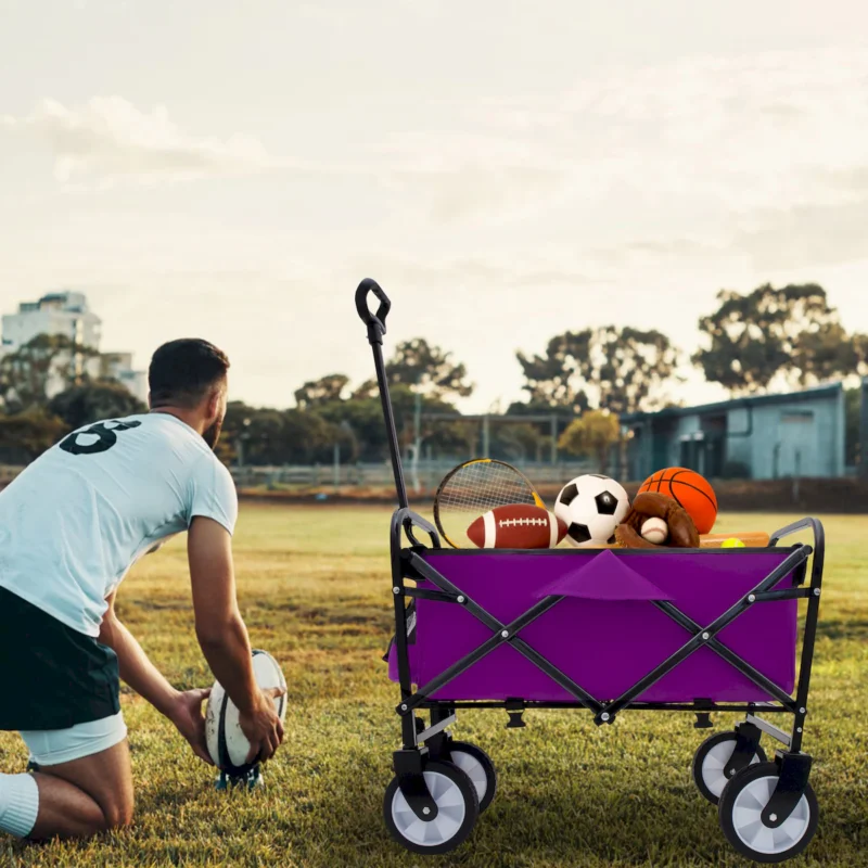 Minimeetall Strap , Collapsible Foldable Wagon Cart with strapping system Beach Wagon , Utility Cart , Utility Wagon Grocery Cart for Camping Shopping Sports Gardeing Fishing Supports 225lbs purple - Image 8