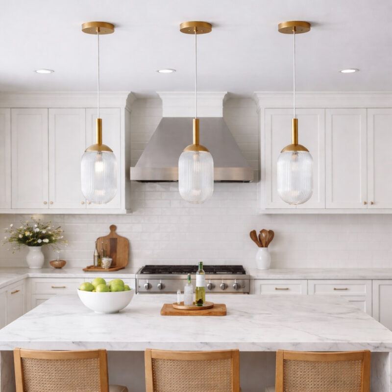 Modern Style Pendant Lamp - Bronze and Clear 110-120V Bedside Lamp Bedroom/Living Room Ceiling Light - Image 2