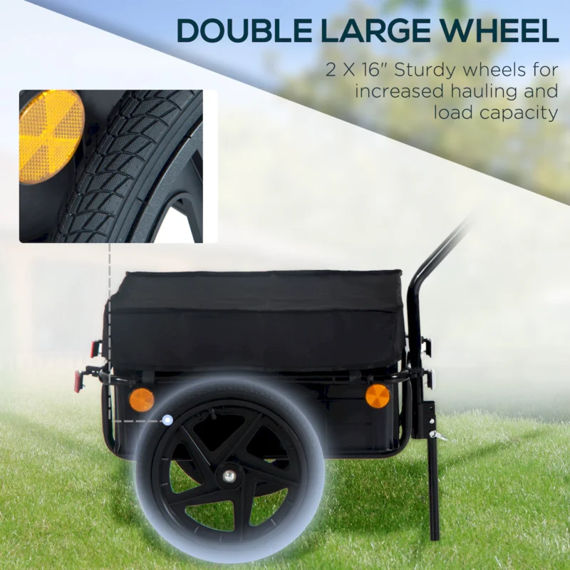 Aosom Bicycle Cargo Trailer with Removable Box and Waterproof Cover, Bike Wagon Trailer with Two 16in Wheels - Image 2