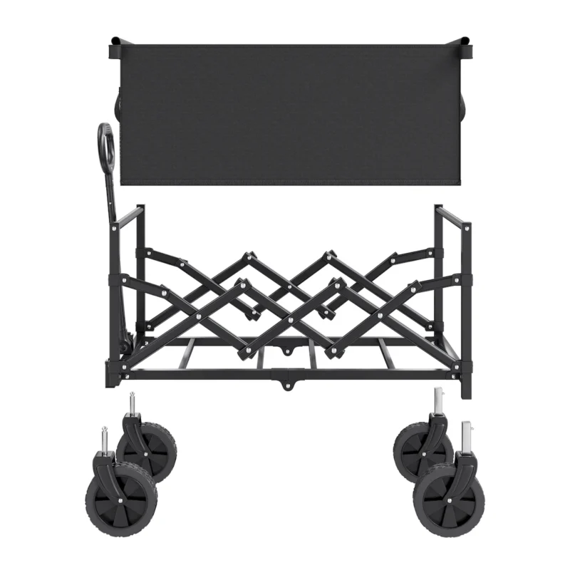 Collapsible Folding Wagon with Wheels, Wagons Carts Foldable with 225lbs Capacity, Lightweight Portable Utility Wagon Cart for Grocery Shopping Sports Camping and Garden - Image 3