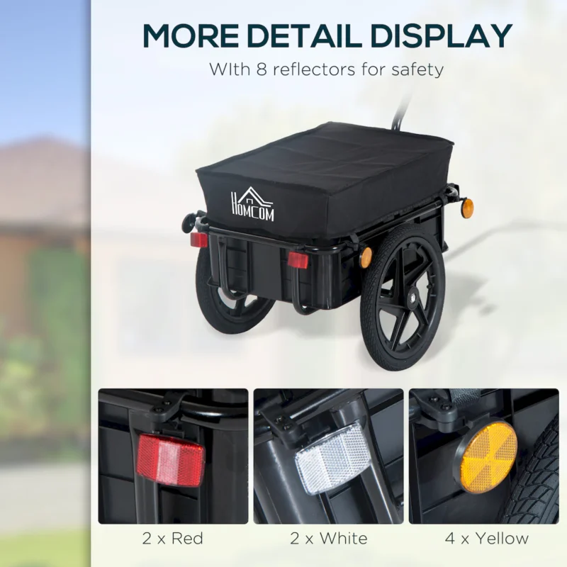 Aosom Bicycle Cargo Trailer with Removable Box and Waterproof Cover, Bike Wagon Trailer with Two 16in Wheels - Image 3