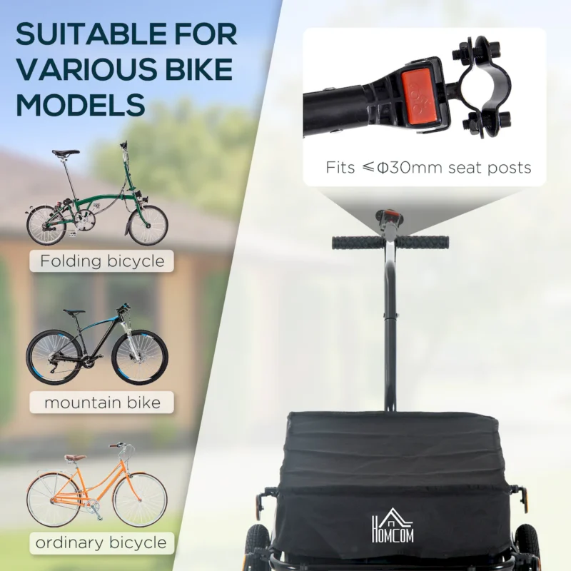 Aosom Bicycle Cargo Trailer with Removable Box and Waterproof Cover, Bike Wagon Trailer with Two 16in Wheels - Image 4