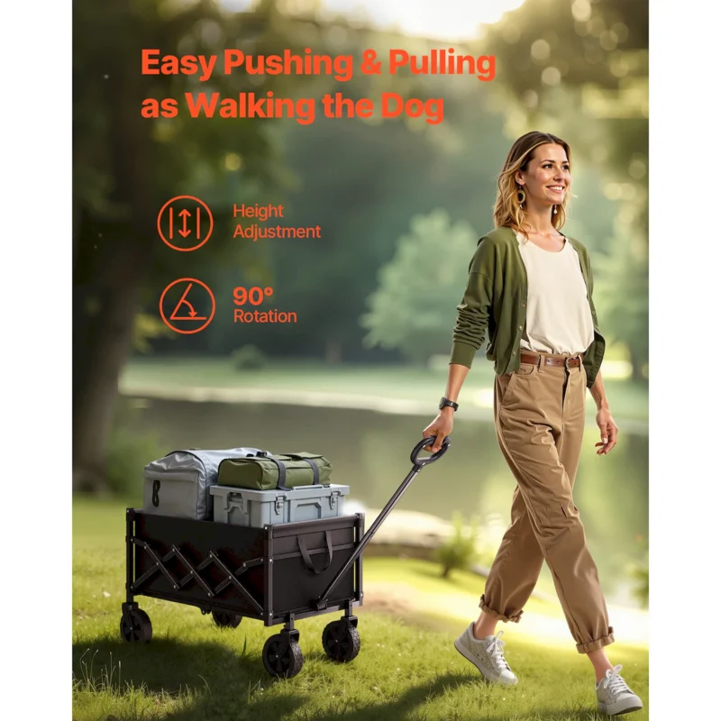 Collapsible Folding Wagon with Wheels, Wagons Carts Foldable with 225lbs Capacity, Lightweight Portable Utility Wagon Cart for Grocery Shopping Sports Camping and Garden - Image 8