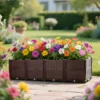 Indoor and outdoor rectangular plastic planting box; planting kit for fresh vegetables, herbs, flowers, and succulents; brown - Image 3