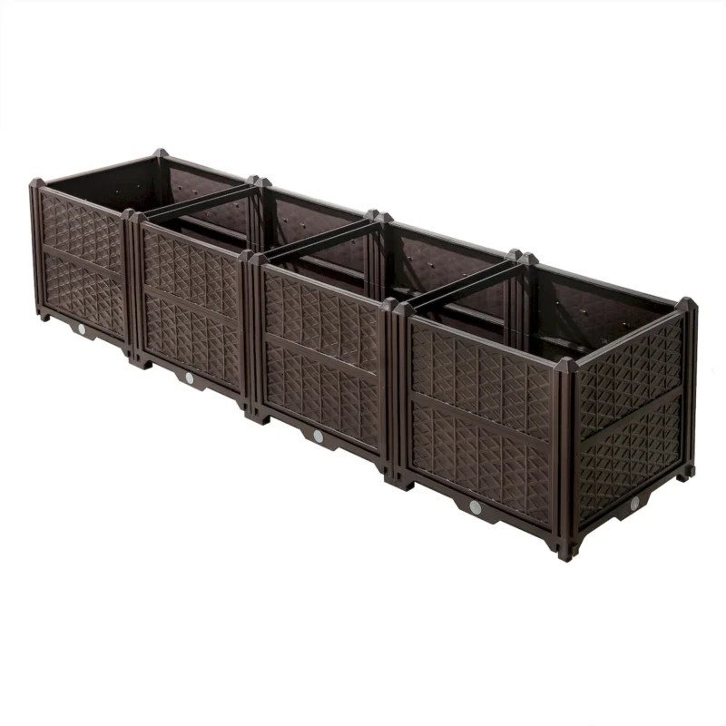 Indoor and outdoor rectangular plastic planting box; planting kit for fresh vegetables, herbs, flowers, and succulents; brown - Image 4